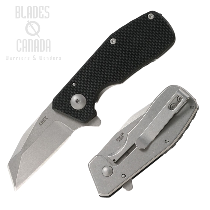 (image for) CRKT Razelcliffe Compact Flipper Framelock Knife, Stonewash Blade, G10 Black/Stainless, 4021G