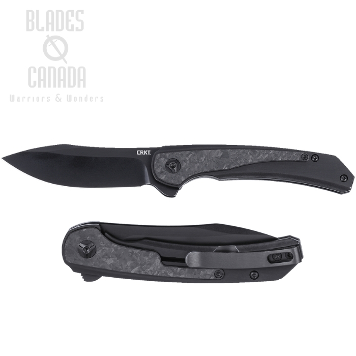 CRKT Padawan Flipper Framelock Knife, 14C28N Black, Stainless Black/Carbon Fiber, 6070CF