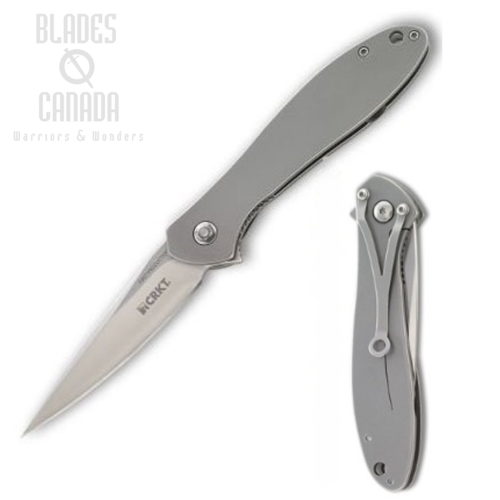 CRKT Eros Flipper Framelock Knife, AUS 8 Satin, Stainless Matte Handle, K456XXP