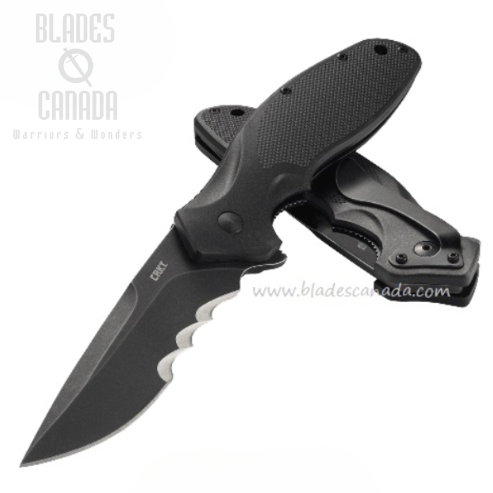 CRKT Shenanigan Flipper Folding Knife, Assisted Opening, Veff Serrations, GFN Black, K800KKP