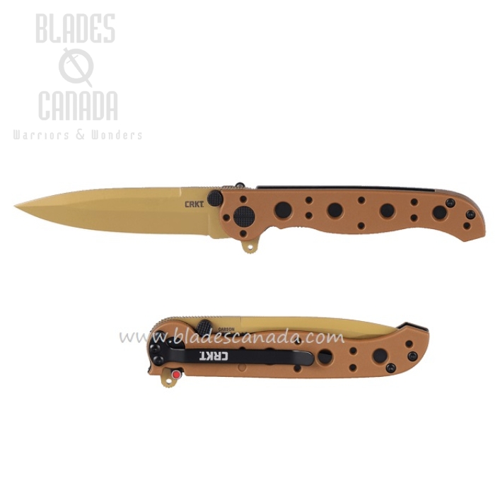 CRKT Carson Linerlock Flipper Knife, D2 Spear Point, Desert Tan GRN, M16-01DZ