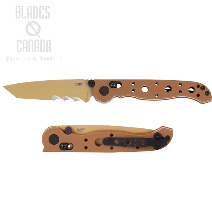 (image for) CRKT M16-10XD Crossbar Lock Folding Knife, Tan Partially Serrated Blade, GRN Tan