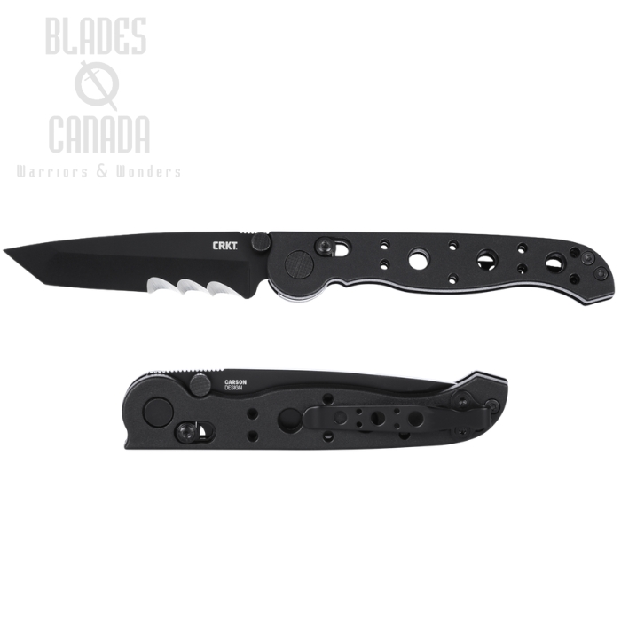 (image for) CRKT M16-10XK Crossbar Lock Folding Knife, Black Partially Serrated Blade, GRN Black
