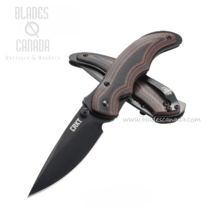 CRKT Endorser Flipper Folding Knife, Assisted Opening, G10 Black/Brown, 1105K