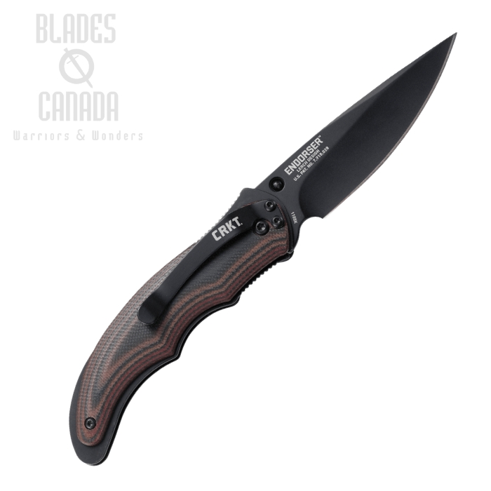 (image for) CRKT Endorser Flipper Folding Knife, Assisted Opening, G10 Black/Brown, 1105K