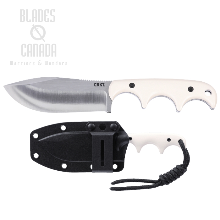 CRKT Minimalist Nessmuk Fixed Blade Knife, Satin Blade, Micarta Ivory, Kydex Sheath, 2375