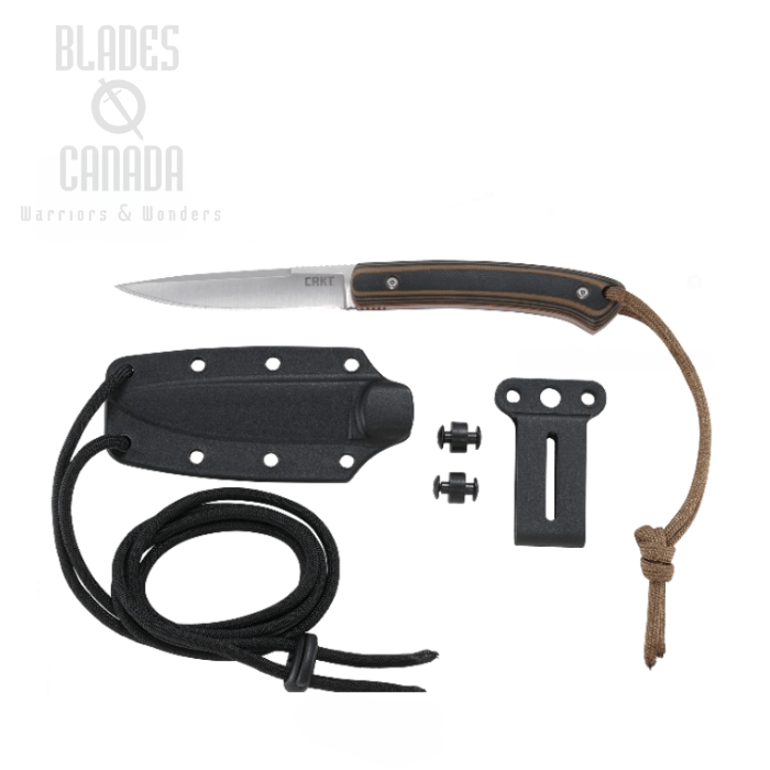 CRKT Biwa Fixed Blade Knife, G10 Black/Brown, Polypropylene Sheath, 2382