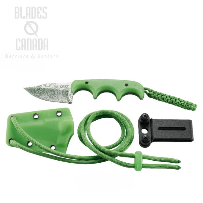 CRKT Minimalist Bowie Fixed Blade Knife, Gears Edition, Polypropylene Green, 2387G