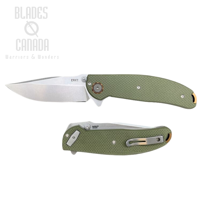 CRKT Butte Flipper Folding Knife, Assisted Opening, D2 Stonewash, G10, 2471