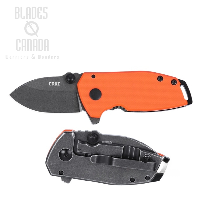 CRKT Squid Compact Folding Knife, D2 Stonewashed, Orange G-10, 2486