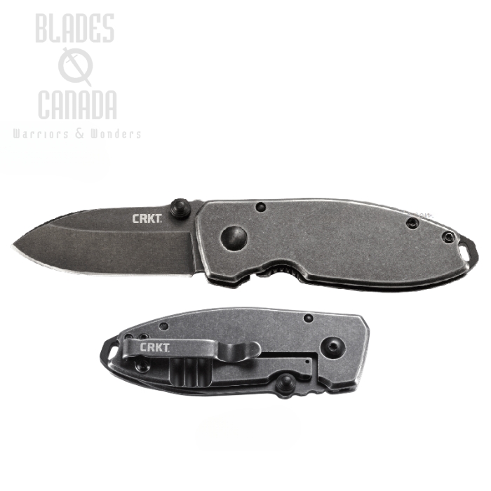 CRKT Squid Framelock Folding Knife, Stonewash Black, 2490KS