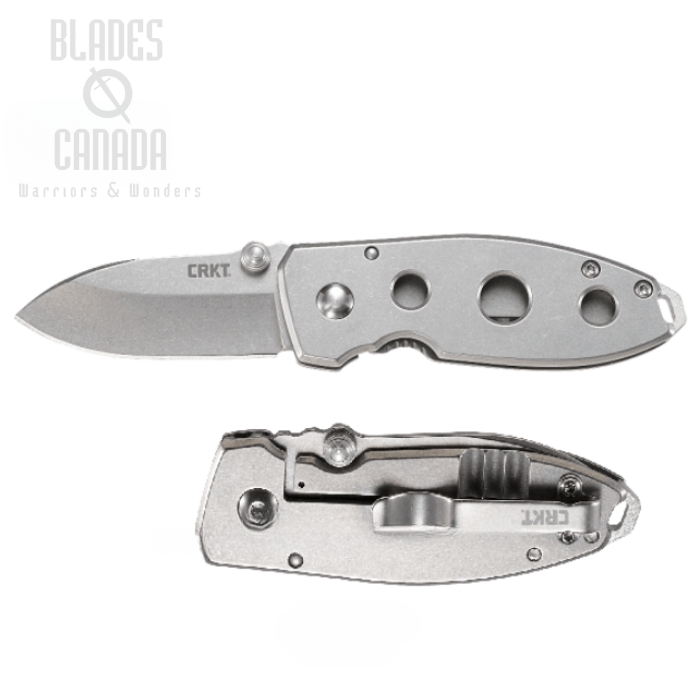 CRKT Squid Holey Framelock Folding Knife, Stainless Handle, 2491