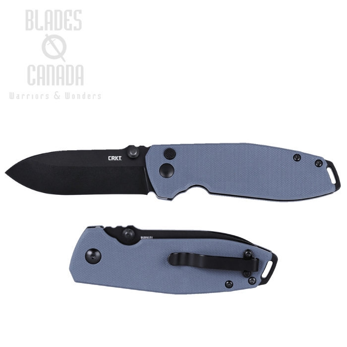 CRKT Squid XM Button Lock Folding Knife, D2 Black, G10 Gray, 2495G