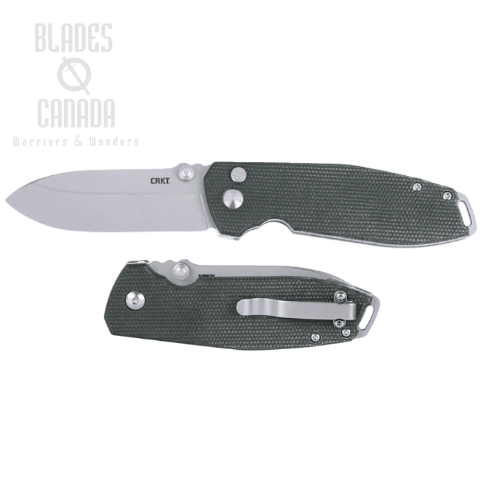 CRKT Squid XM Button Lock Folding Knife, D2 SW, Micarta Green, 2495GR