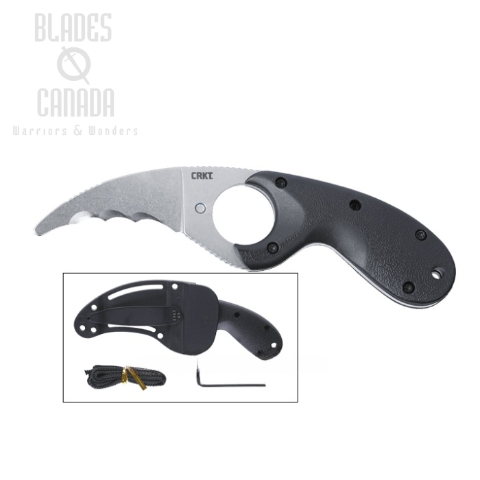 CRKT Bear Claw Fixed Blade w/ Veff Serrations, AUS 8, Black GRN, 2511