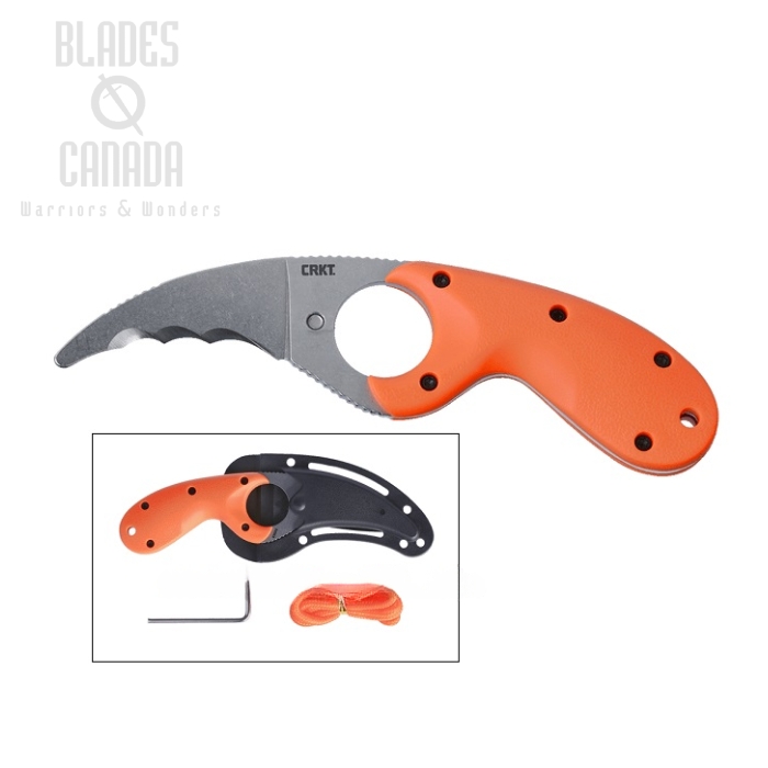 CRKT Bear Claw Fixed Blade w/ Veff Serrations, AUS 8, Orange GRN, 2511ER