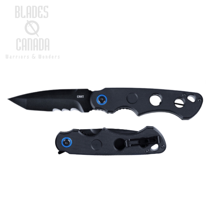 CRKT A.B.C. Folding Knife, Assisted Opening, 12C27 Black Serrated, G10 Black, 2606