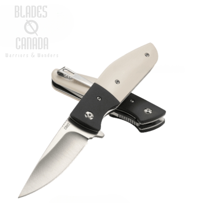 CRKT Curfew Flipper Folding Knife, Assisted Opening, White Fiber/Aluminum, 2867
