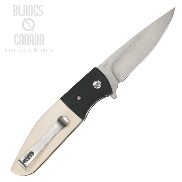 (image for) CRKT Curfew Flipper Folding Knife, Assisted Opening, White Fiber/Aluminum, 2867