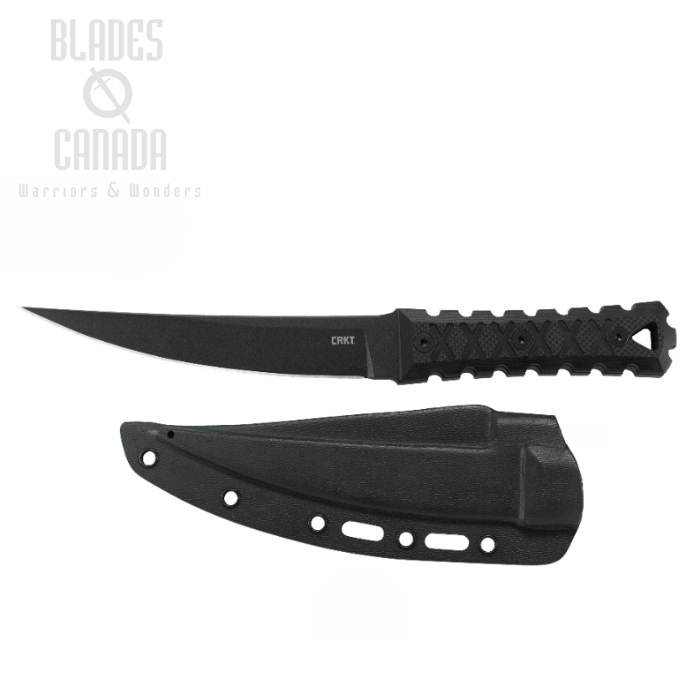 CRKT HZ6 Fixed Blade Knife, SK-5 Black, G10 Black, Kydex Sheath, 2927