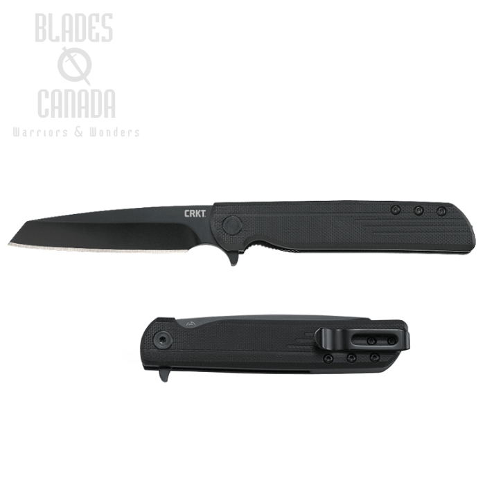 CRKT LCK Blackout Flipper Folding Knife, Assisted Opening, GFN Black, 3802K