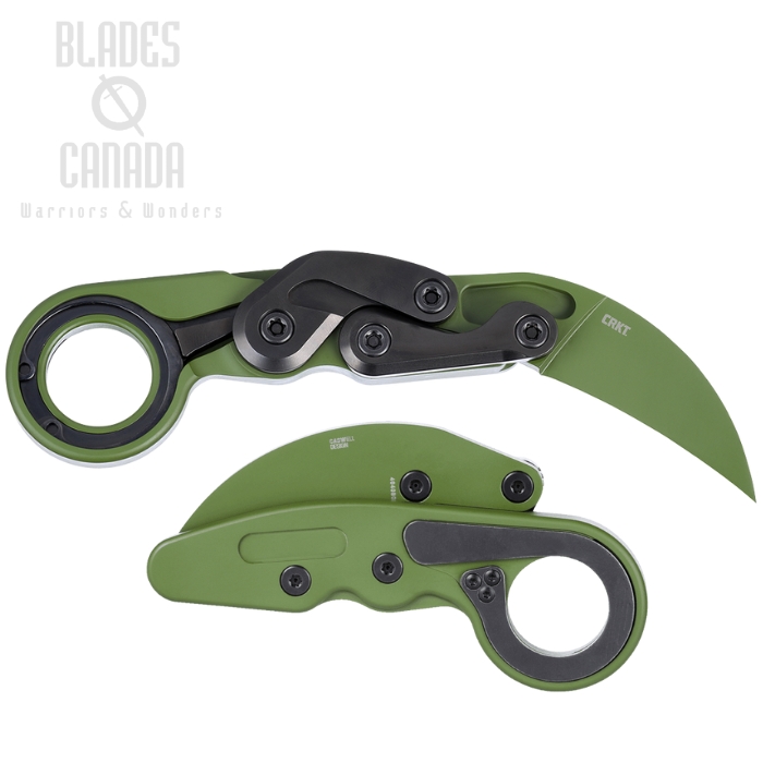 CRKT Provoke Karambit Folding Knife, D2 Green, Aluminum Green/Black, 4040BG