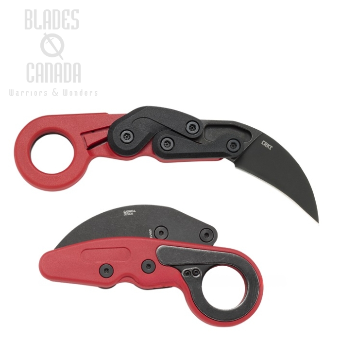 CRKT Provoke Karambit Folding Knife, Black 1.4116 Steel, Grivory Red, 4041R
