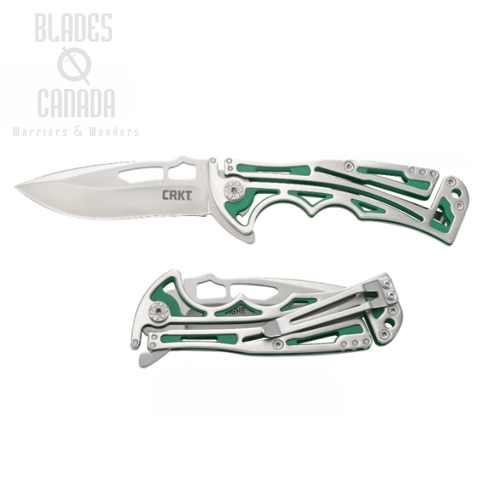 CRKT Nirk Tighe Green Flipper Folding Knife, 420J2 Handle, 5241