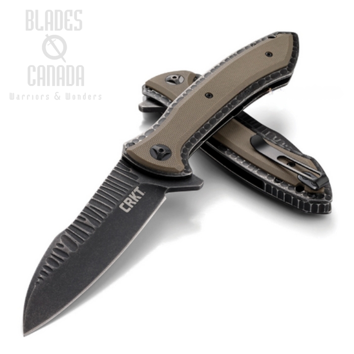 CRKT Apoc Flipper Framelock Knife, Black SW, Steel/G10 Desert Tan, 5380