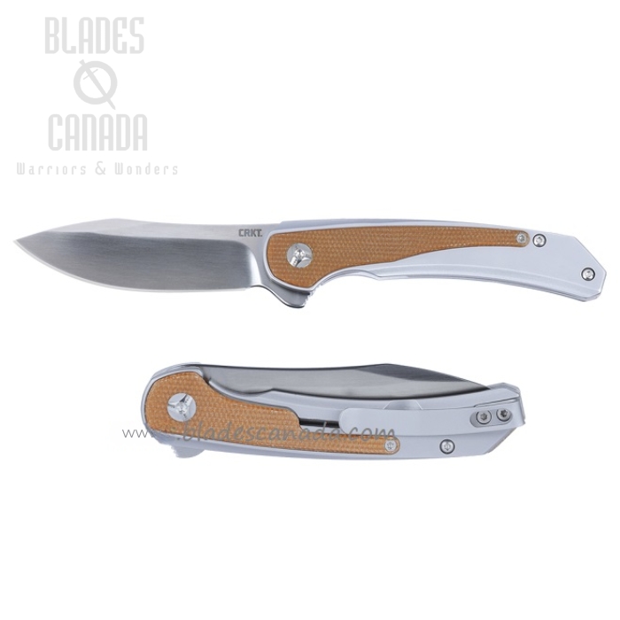 CRKT Padawan Framelock Folding Knife, 14C28N, Brown Micarta/Steel, 6070