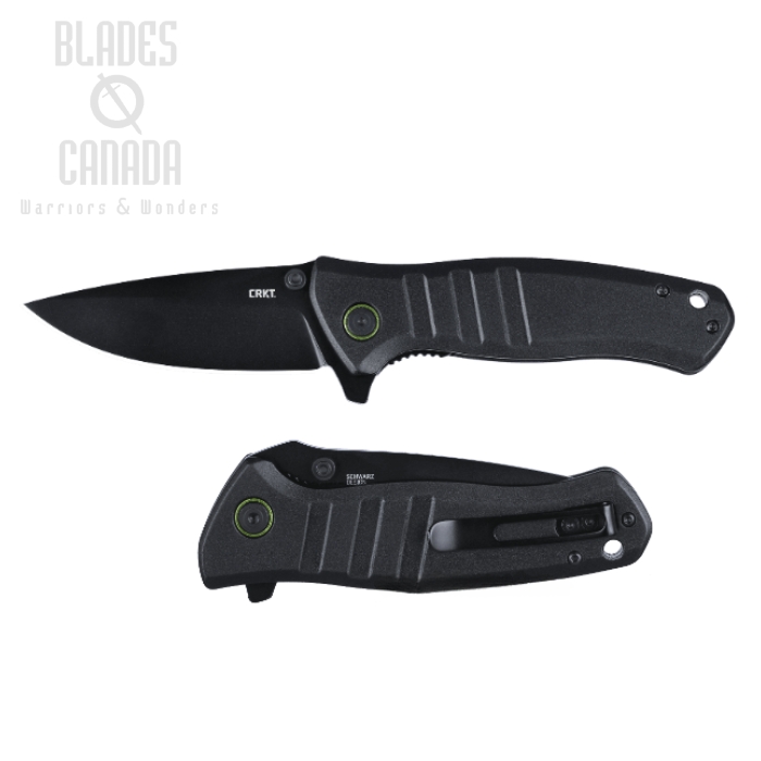 CRKT Dextro Flipper Folding Knife, D2 Black, Aluminum Black, 6295