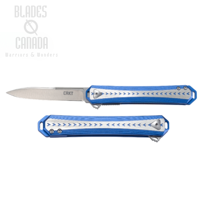 CRKT Stickler Flipper Folding Knife, Assisted Opening, 12C27 Sandvik, Aluminum Blue, 6710