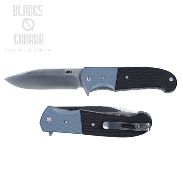 CRKT Ignitor Flipper Folding Knife, Assisted Opening, G10 Black/Blue, 6880