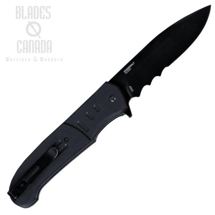 (image for) CRKT Ignitor Flipper Folding Knife, Assisted Opening, Black Serrated Blade, G10 Black, 6885