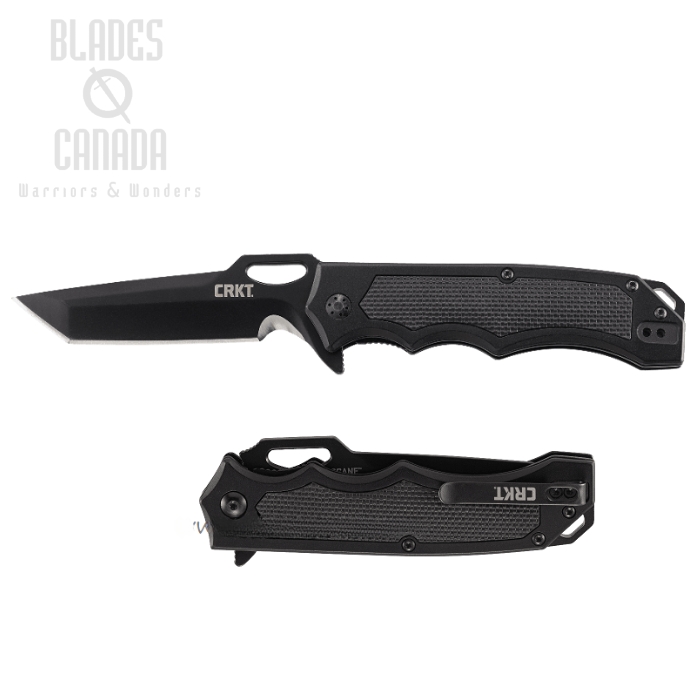 CRKT Septimo Flipper Folding Knife, Aluminum Black, 7050