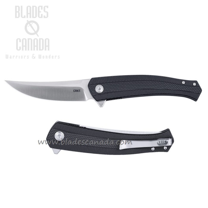 CRKT Persian Assisted Opening Flipper Knife, D2 Satin, Black GRN, 7060