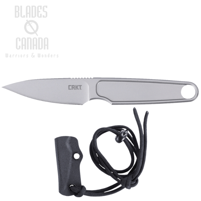 CRKT HangTi Fixed Blade Knife, Titanium Gray, Kydex Sheath, 7066