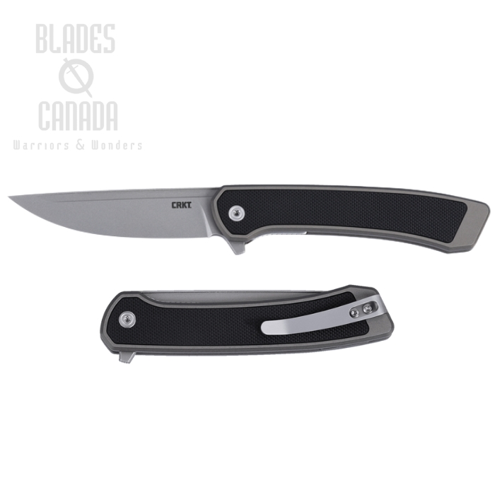 CRKT Q Compact Folding Knife, S35VN Bead Blasted, Aluminum/G10 Inlay Black, 7077