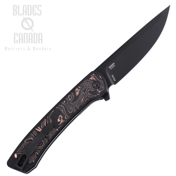 (image for) CRKT Q Compact Flipper Folding Knife, S35VN Black, Aluminum/Carbon Fiber Inlay, 7077CF