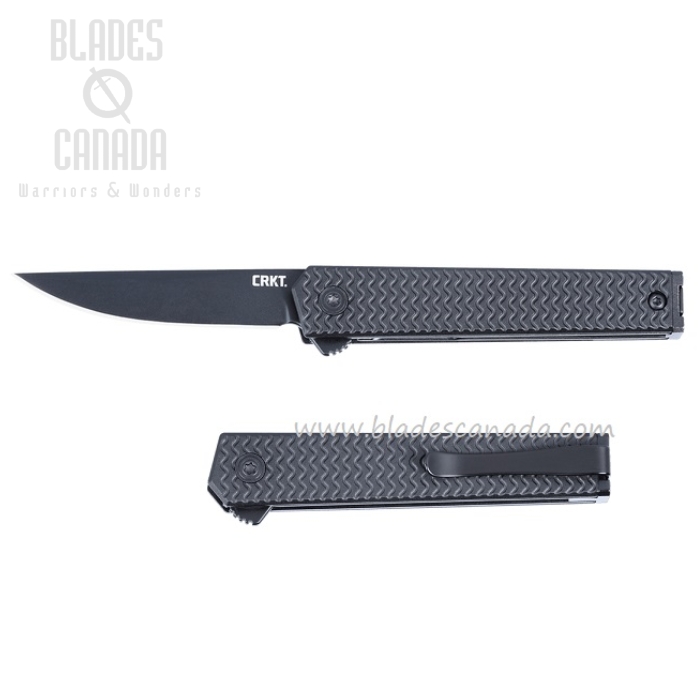 CRKT CEO Microflipper Folding Knife, Black D2, Black Aluminum, 7081D2K