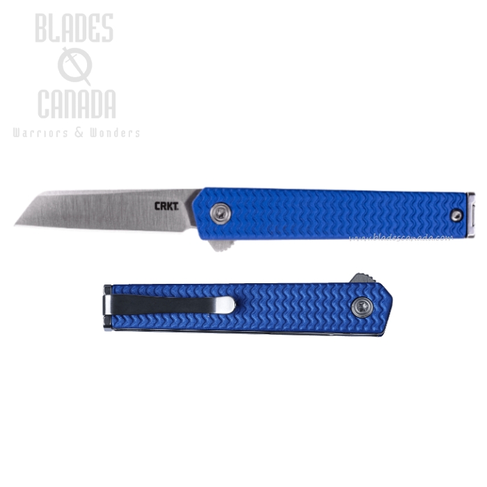 CRKT CEO Microflipper Folding Knife, 12C27 Sandvik Satin, Aluminum Blue, 7083