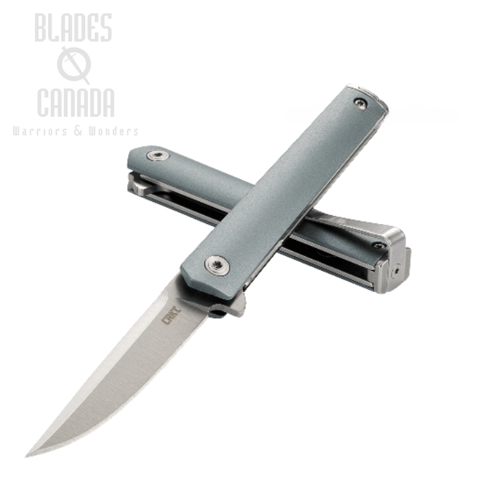 CRKT CEO Compact Flipper Folding Knife, 1.4116 Steel, GRN Blue/Grey, 7095