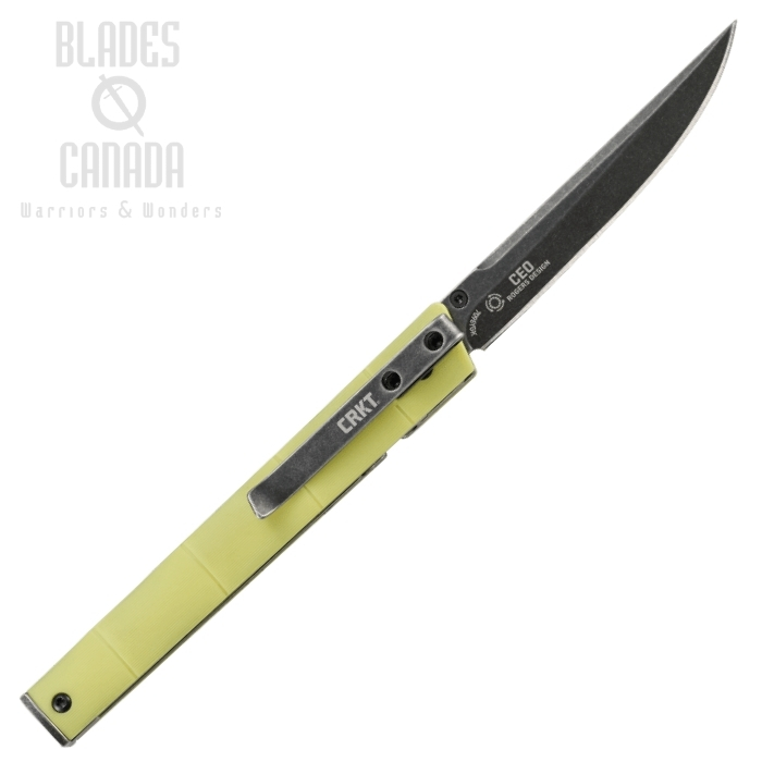 (image for) CRKT CEO Bamboo Slimline Folding Knife, GRN Yellow, 7096YGK
