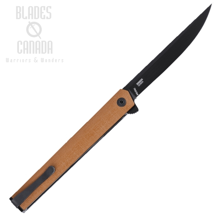 (image for) CRKT CEO Flipper Folding Knife, AUS 8 Black, GRN Desert Tan, 7097DK