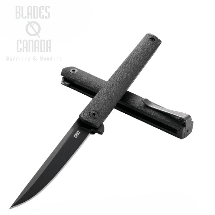 (image for) CRKT CEO Flipper Folding Knife, AUS 8 Black, GRN Black, 7097K