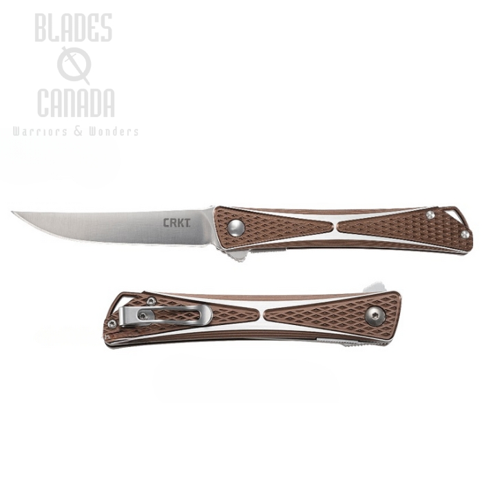 CRKT Crossbones Flipper Folding Knife, AUS 8, Aluminum Bronze, 7530B