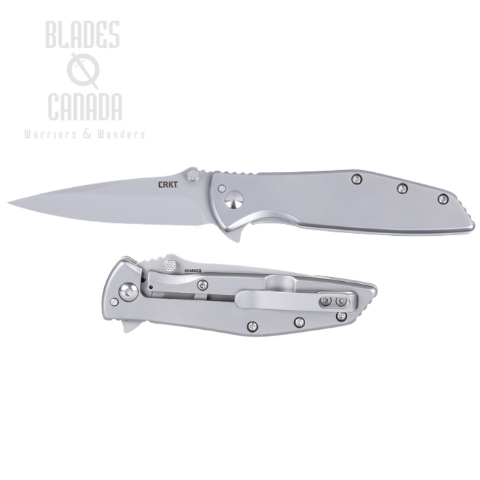 (image for) CRKT Slag Flipper Frame Lock Knife, Assisted Opening, D2 Bead Blasted, Stainless Steel, 7600