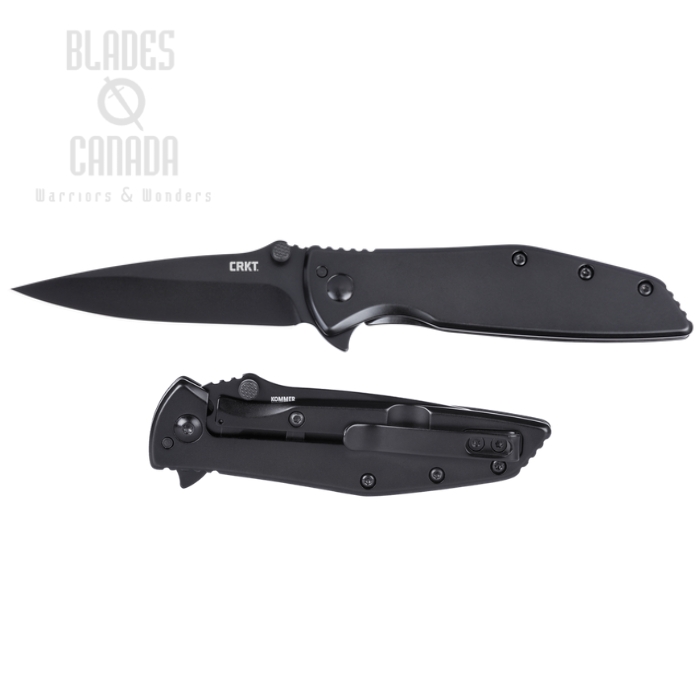 (image for) CRKT Slag Flipper Frame Lock Knife, Assisted Opening, D2 Black, Stainless Black, 7600K