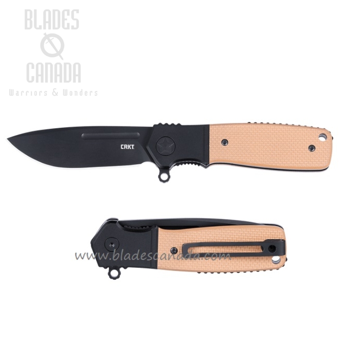 CRKT Homefront Compact Folding Knife, Black S35VN, Tan G10, K245BKP