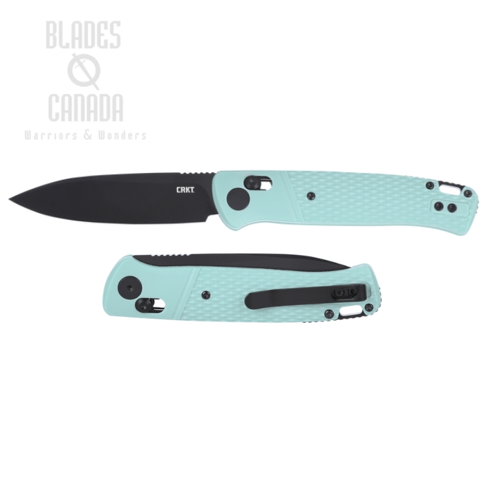 (image for) CRKT Counterpart Crossbar Lock Folding Knife, 12C27 Black, GRN Aqua, K430BKP